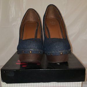 COPY - Miss Me Osaka-3 Platform Pumps Blue Denim